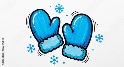 Blue Mittens for Cold Weather Protection.