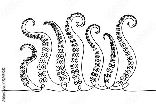 An octopus tentacle silhouette illustration on a white background