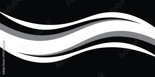 Abstract Black And White Wave Banner Background With Gray Swoosh Design eps 10 ,modern abstrak ilustration