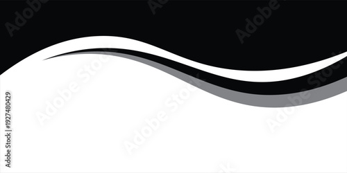 Abstract Black And White Wave Banner Background With Gray Swoosh Design eps 10 ,modern abstrak