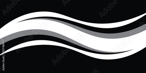 Abstract Black And White Wave Banner Background With Gray Swoosh Design eps 10 ,modern abstrak ilustration wave