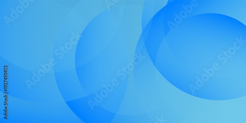Abstract modern background with overlapping translucent circular shapes in various shades of blue and cyan, smooth gradients, soft lighting