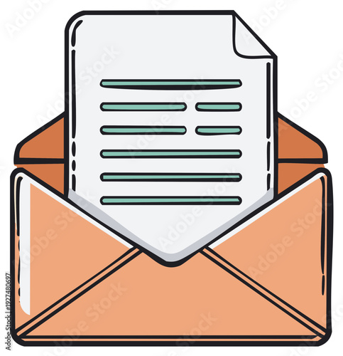 Paper Document Inside Open Envelope Communication Correspondence Mail Message