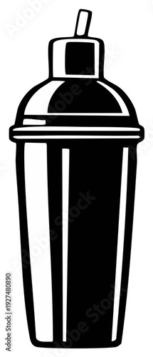 Cocktail shaker illustration black and white