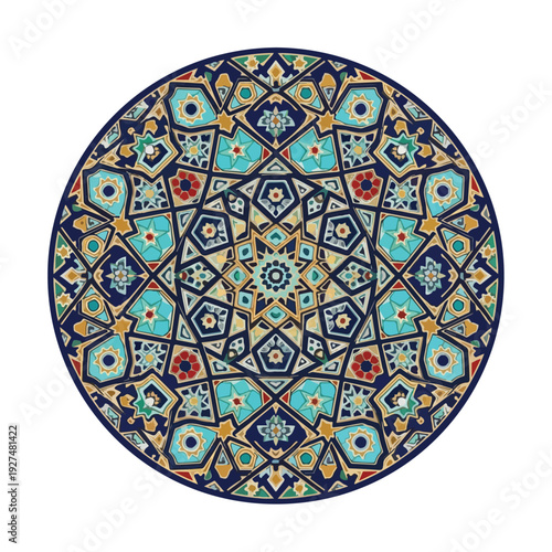 Vibrant Islamic Geometric Pattern Circle Design