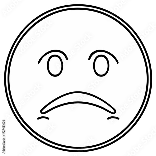 Sad face emoji outline in a circle
