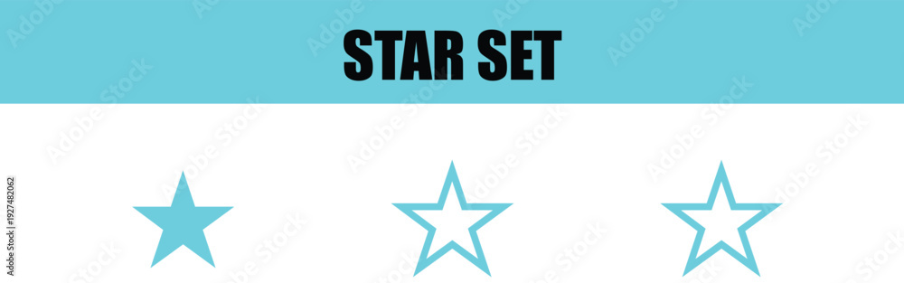 Fototapeta premium Star icon set. Includes 3 stars. Created in simple style with blue color