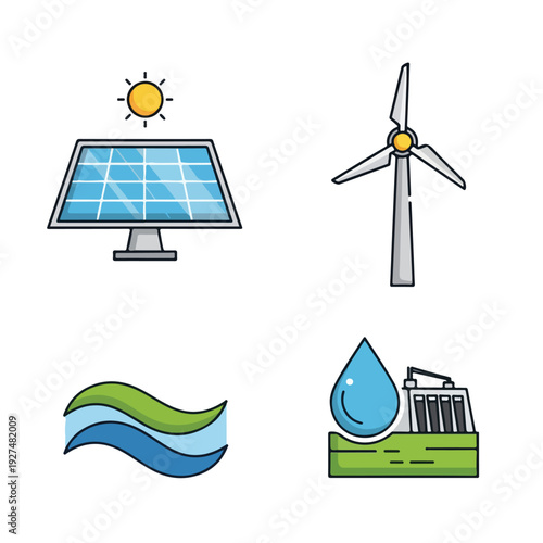 Renewable Energy Icons Set