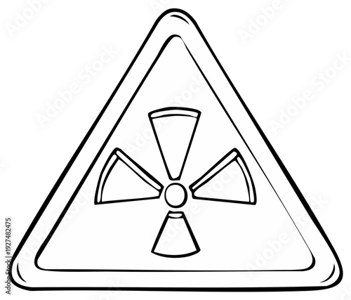 Radiation hazard warning symbol, triangular sign for radioactivity danger