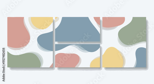 Abstract Art Triptych Wall Decor with Colorful Shapes