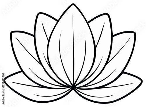 Black and white outline of a lotus flower, symbol of purity and enlightenment