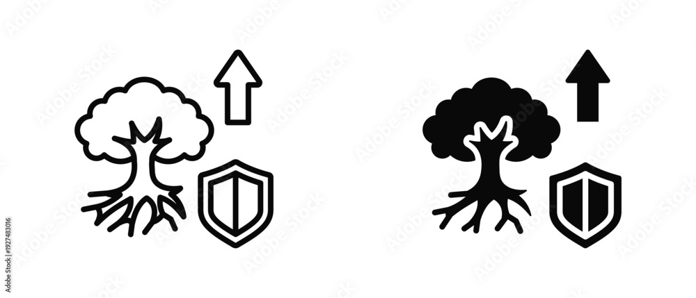 Obraz premium Secure Growth icon set with style outline and solid. vector simple elements for design and presentation.