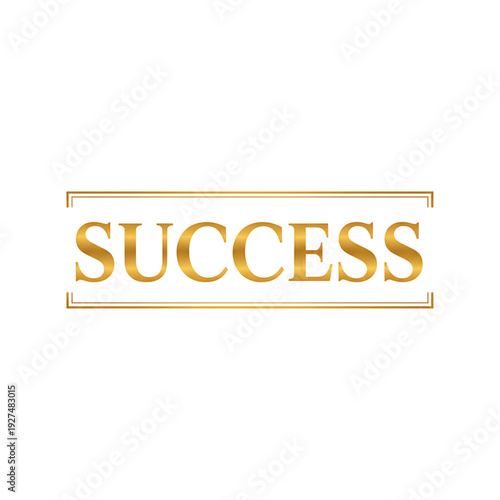 A gold 'Success' text graphic illustration on a plain background viewed from the front