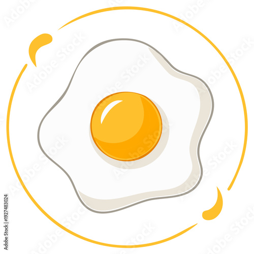 Simple fried egg icon vector illustration with a sunny side up yolk for breakfast food design