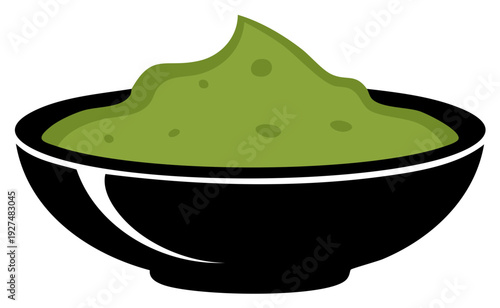 Vibrant Green Guacamole Served in a Black Bowl with a Clean, Modern Design