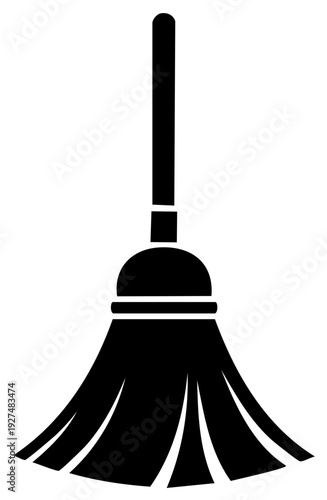Broom silhouette image showing cleaning tool for sweeping indoor home surfaces