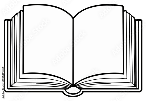 Open book, blank pages, outline, reading concept