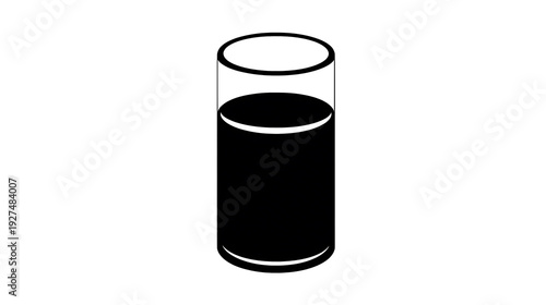 A minimalistic view of a dark beverage in a glass. The drink is a deep, solid color. The glass is clear. 