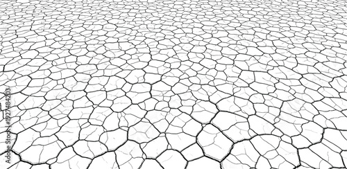 Dry cracked earth stretching across the landscape viewed from above