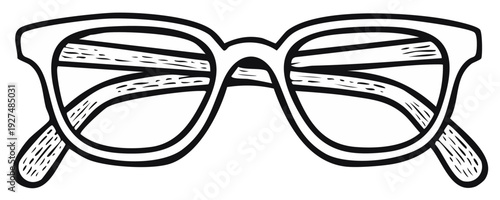 Retro Wayfarer Style Eyeglasses Outline Drawing
