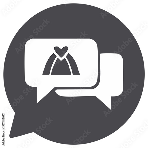 Romantic Conversation Chat Icon with Heart and User Profile Symbol