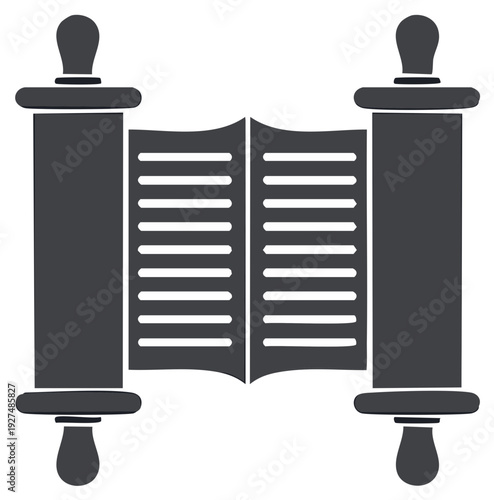 Torah Scroll Open Symbol Religious Text Ancient Manuscript Illustration