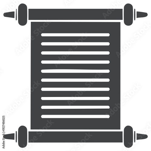 Ancient scroll vector icon of a historical manuscript or religious Torah parchment