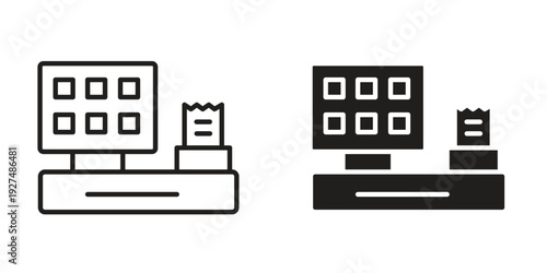 POS system icon suitable design silhouette and line art style on white background
