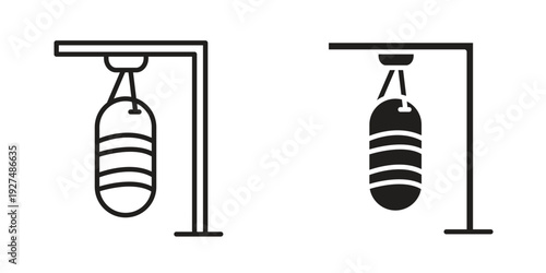 Punching bag icon suitable design silhouette and line art style on white background