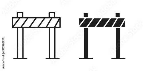 Roadblock icon suitable design silhouette and line art style on white background