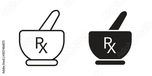 RX icon suitable design silhouette and line art style on white background