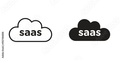 SaaS icon suitable design silhouette and line art style on white background