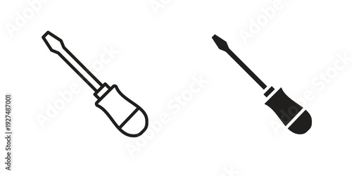 Screwdriver icon suitable design silhouette and line art style on white background