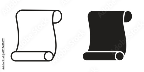 Scroll paper icon suitable design silhouette and line art style on white background