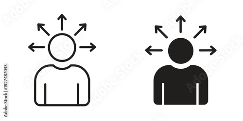 Self awareness icon suitable design silhouette and line art style on white background