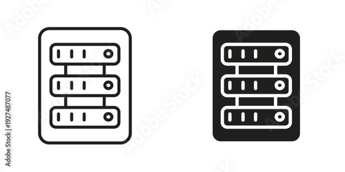 Server rack icon suitable design silhouette and line art style on white background