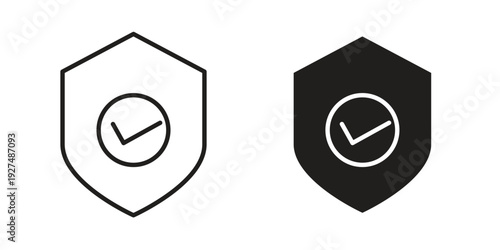 Shield check icon suitable design silhouette and line art style on white background