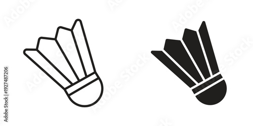 Shuttlecock icon suitable design silhouette and line art style on white background