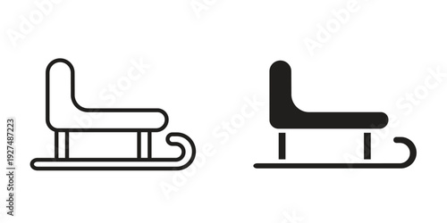 Sled icon suitable design silhouette and line art style on white background