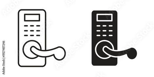 Smart lock icon suitable design silhouette and line art style on white background