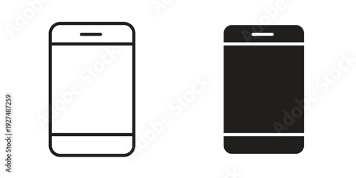 Smartphone icon suitable design silhouette and line art style on white background