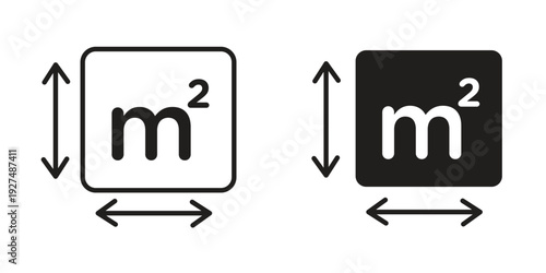 Square Meter icon suitable design silhouette and line art style on white background