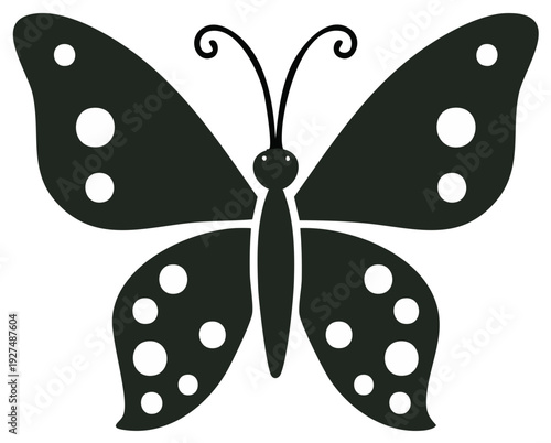 Butterfly Illustration with Circular Wing Markings Insect Design Graphics