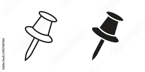 Thumbtack icon suitable design silhouette and line art style on white background
