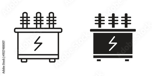 Transformer icon suitable design silhouette and line art style on white background