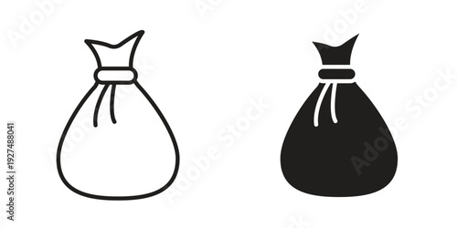 Trash bag icon suitable design silhouette and line art style on white background