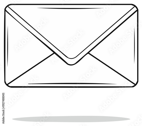 Simple line art illustration of an envelope with shadow
