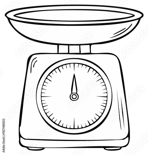 Vintage kitchen scale for weighing ingredients with a round dial and pointer