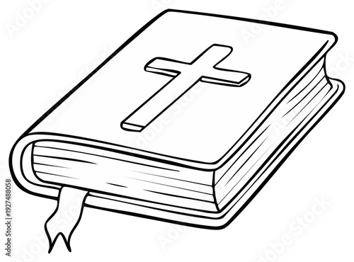 Illustration of a closed book with a cross on the cover, spiritual theme