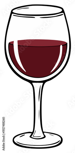 Single Wine Glass Filled With Dark Red Wine Artwork